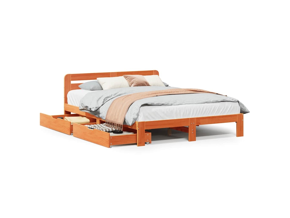 Cama Sem Colchão 120x190 cm Madeira Pinho Maciça Castanho mel MAISON EXCLUSIVE