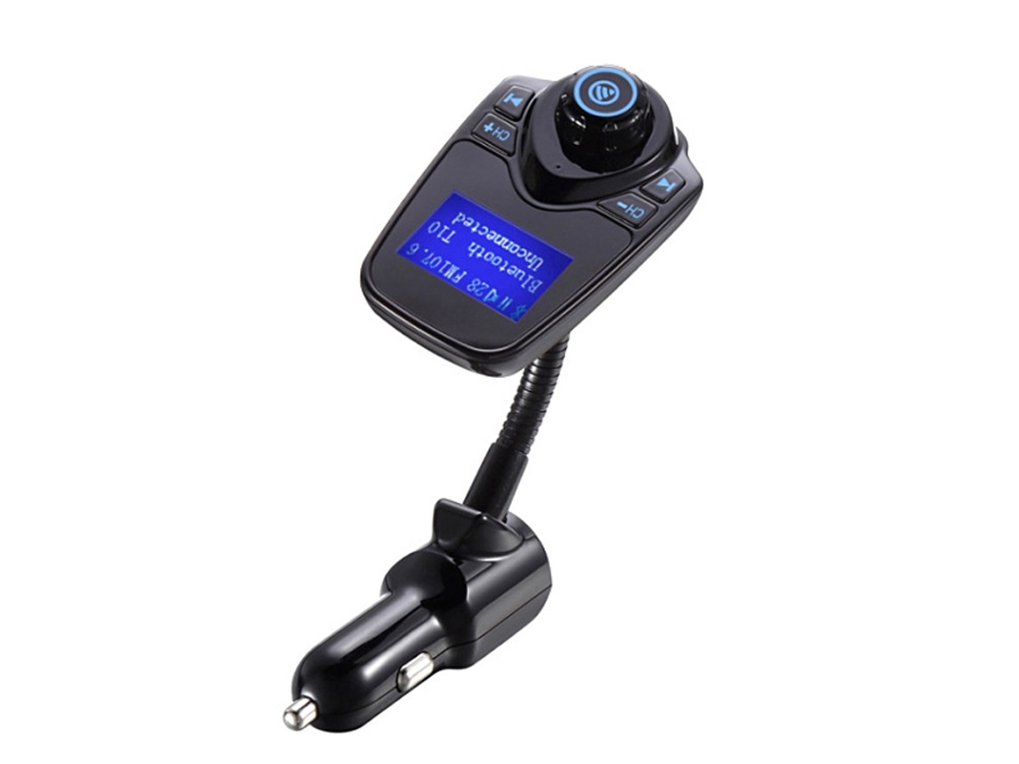 Transmissor Fm Bluetooth Para Carro Com Haste Flexível Visor E Chamadas Mãos Livres
