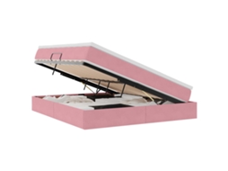 Cama com Arrumação e Colchão Rosa 180 X 200 Cm Veludo MAISON EXCLUSIVE
