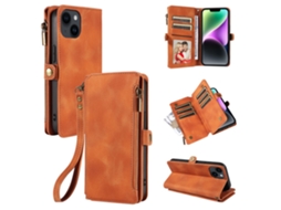 Capa Quedas Bloqueio Rfid Para Iphone 15 Pele Sintética Castanho