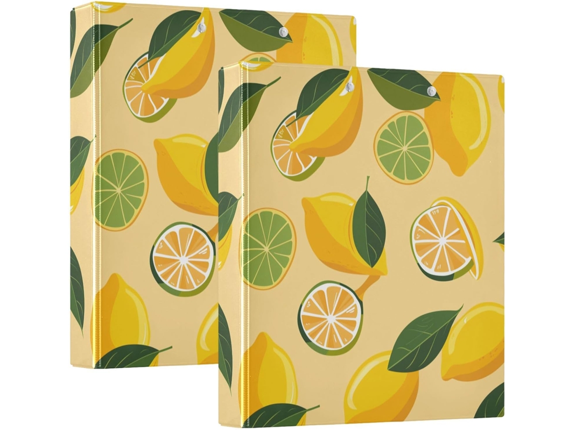 Pasta Material Escolar De 1 2 Polegada, Amarelo Limão, Três Argolas Com Bolsos, Pacote Com 1 2 Unidade, Material De