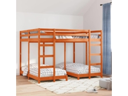 Vidaxl Estrutura De Cama Beliche Tripla Castanho-mel 160 X 200 Cm