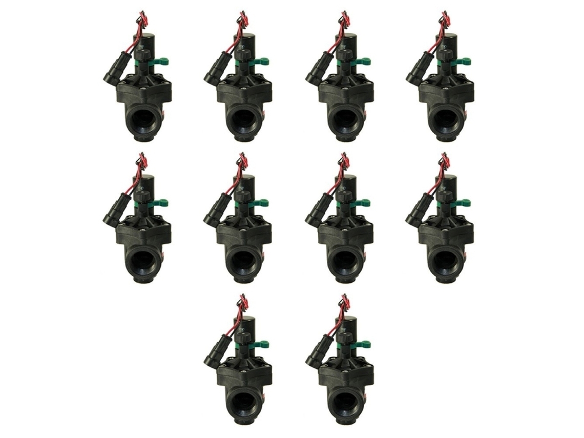 Conjunto de 10 válvulas solenoides RAIN Rn 150 9v de 1” com regulador de fluxo (150x150x150 cm)