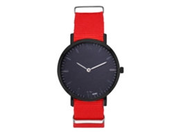 Reloj De Moda Para Parejas Con Correa De Nylon Dial Redondo Reloj De Cuarzo (rojo)
