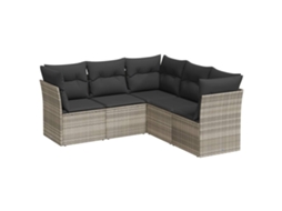 Conjunto de 5 Sofás de Jardim com Almofadões Vime Pe Cinzento Claro MAISON EXCLUSIVE (5 pcs)