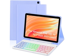 Capa Hexinyigjly Com Teclado 3 Cores Para Amazon Fire Hd 10 2023 – 10,1'' Roxo