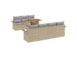 Conjunto 8 Móveis Para Exterior Vidaxl Bege Vime Pe (100 X 55 X 73 Cm)