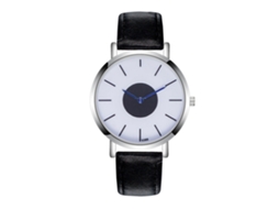 Relógio de Pulso Masculino de Quartzo com Pulseira de Couro Preto Estilo Conciso para Negócios e Lazer