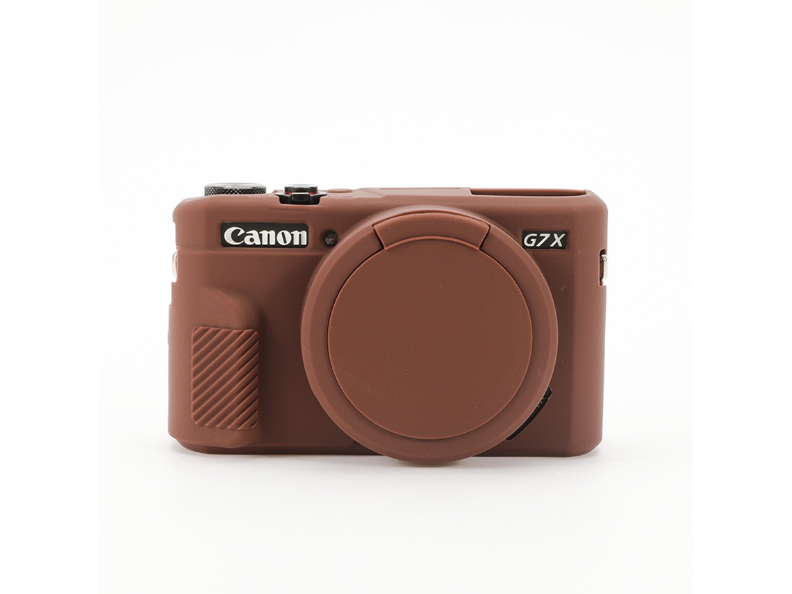 Capa CHRUI para Canon Powershot G7 X Mark Ii Silicone com Tampa da Lente Castanho