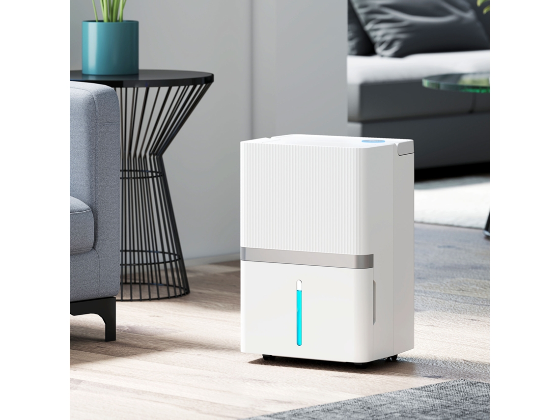 Desumidificador De Ar 35l/dia Para Ambientes De 40 A 90 M², Medidor De Umidade, Tanque 5,5l, Timer 24h, 35,5x27,5x52,2 Cm, Branco