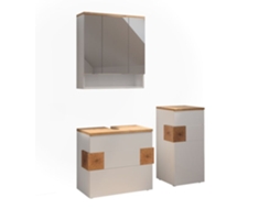 Móveis De Banheiro Eden, 3 Partes, Branco, Carvalho Artesanal, Vicco