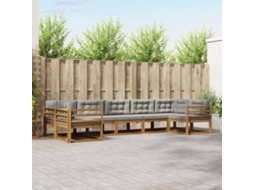 Vidaxl Conjunto De Sofás Para Exterior 7 Unid. Cinza Natural E Claro