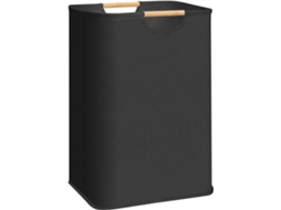 Cesto De Roupa Suja Grande, Lixeira Dobrável Com Alça De Bambu Para Quarto E Lavanderia, Tf, Tf Preto