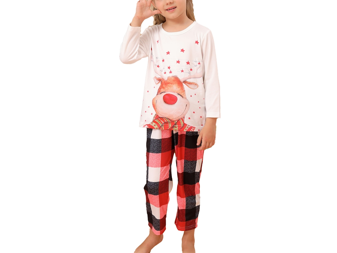 Laxiscreed Conjunto De Pijamas Natalinos Em Estampa Xadrez Para Família, Tamanhos 6-7 Anos, Vermelho