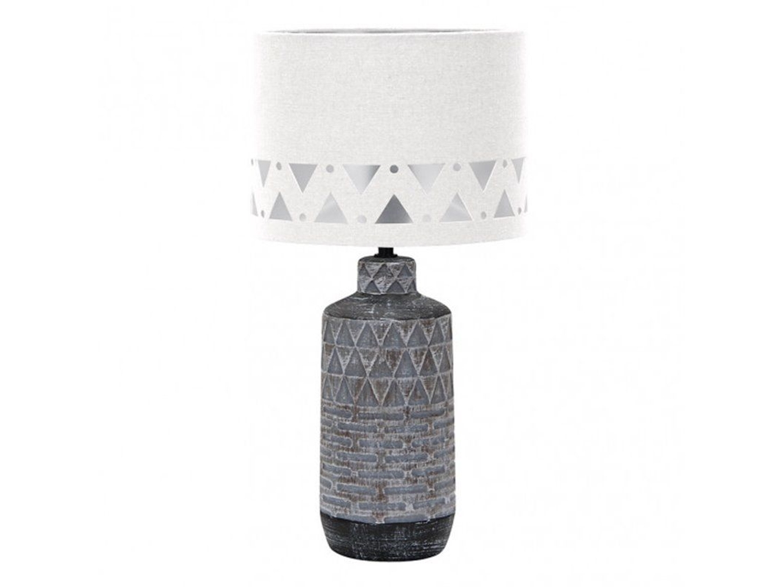 Candeeiro De Mesa Cerâmico Mos 1xe27 Zinco Tela Branca 42,5x24x24 Cm Fabrilamp