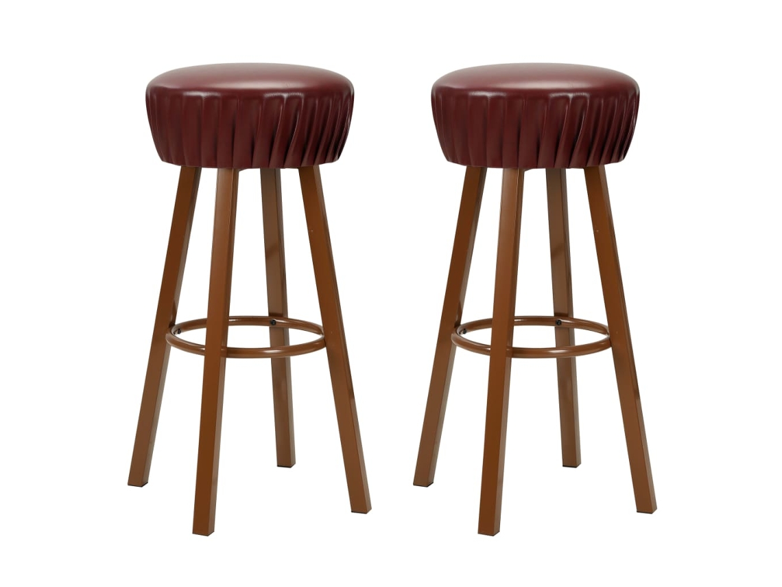 Conjunto 2 Banco de bar VIDAXL Marrom Couro Artificial (47x47x80 cm)