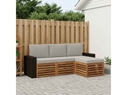 Vidaxl Conjunto De Sofás Para Exterior 4 Pcs Natural E Cinzento-claro