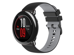 Bracelete de Smartwatch para Amazfit Pace 22mm de silicone xadrez de duas cores (preto + cinza)