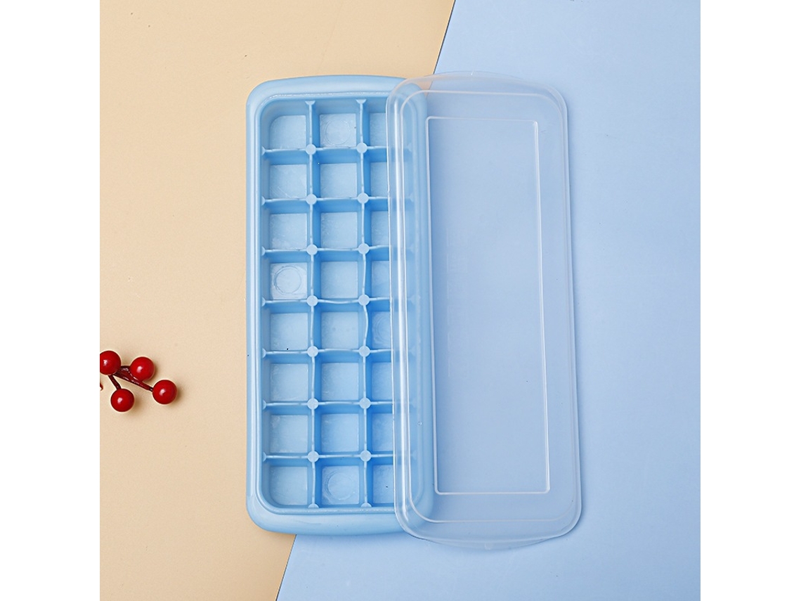 Forma De Gelo Em Silicone Macio Com Tampa, Flexível E Empilhável, Para Cubos De Gelo De 2,5 Cm (24 Cubos). Azul Hexinyigjly