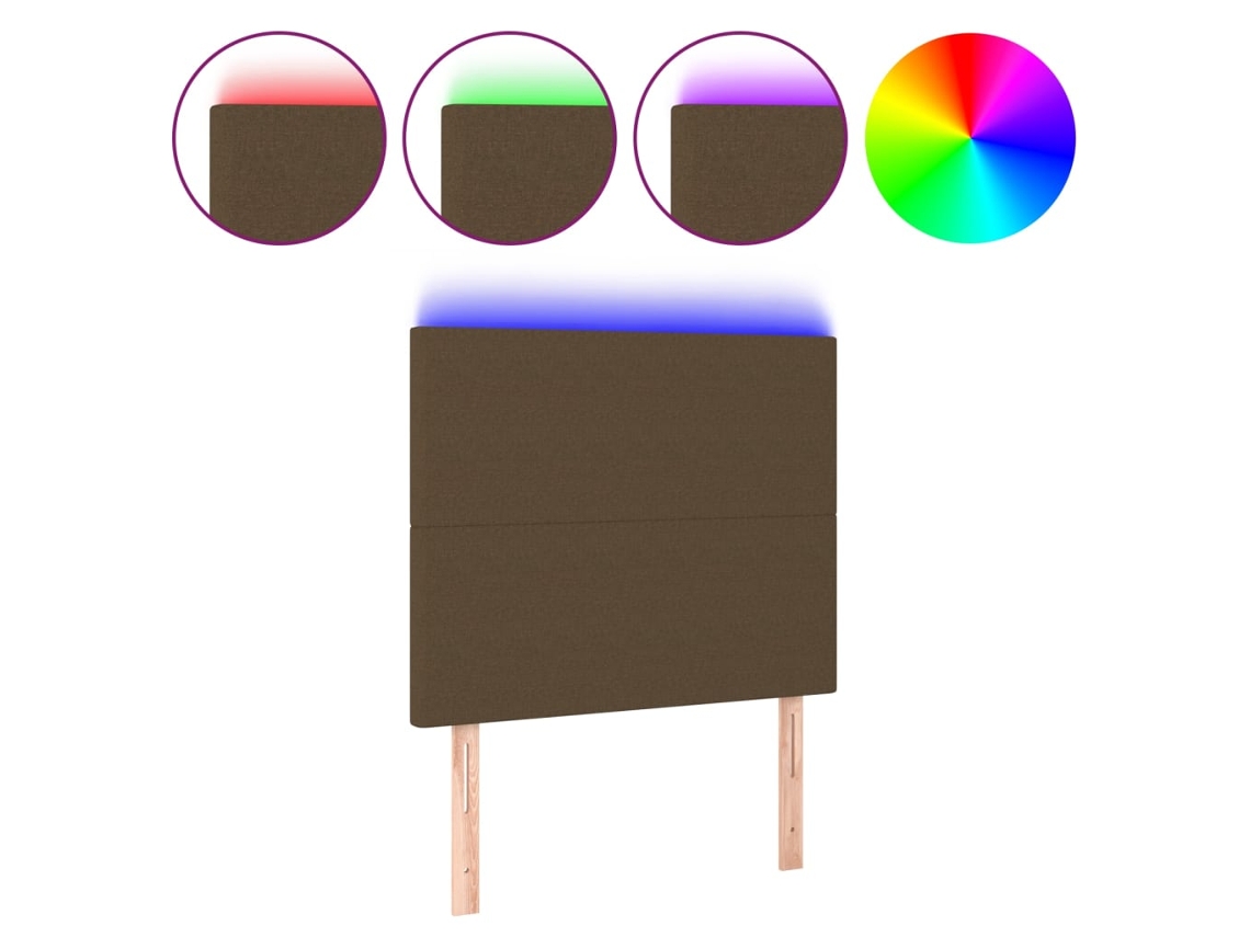 Cabeceira de cama com luzes LED em tecido Castanho MAISON EXCLUSIVE (90x5x118 cm)