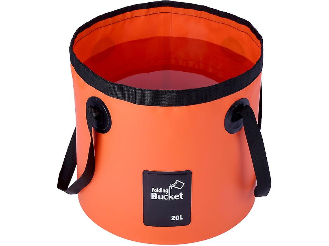 Cubo Plegable 20l Naranja Portátil para Campamento, Senderismo, Pesca Y Viajes Resistente a Lágrimas Y Duradera