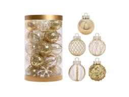 Laxiscreed Conjunto De 25 Bolas De Natal Pintadas Com Laço Ouro Para Decoração Festiva