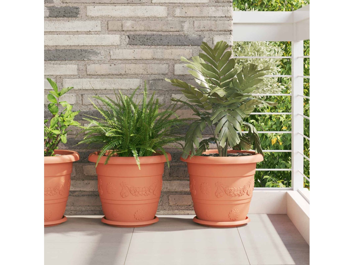 Vidaxl Vasos De Plantas 24 Unid. Vermelho Tijolo Ø 34 X 28 Cm Plástico