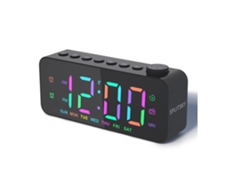 Despertador Digital Para Quarto Com Rádio Fm, Dimmer De Fonte De 8 Cores, Usb A, C, 2 Portas De Carregamento, Timer, Alarme Ehstmind