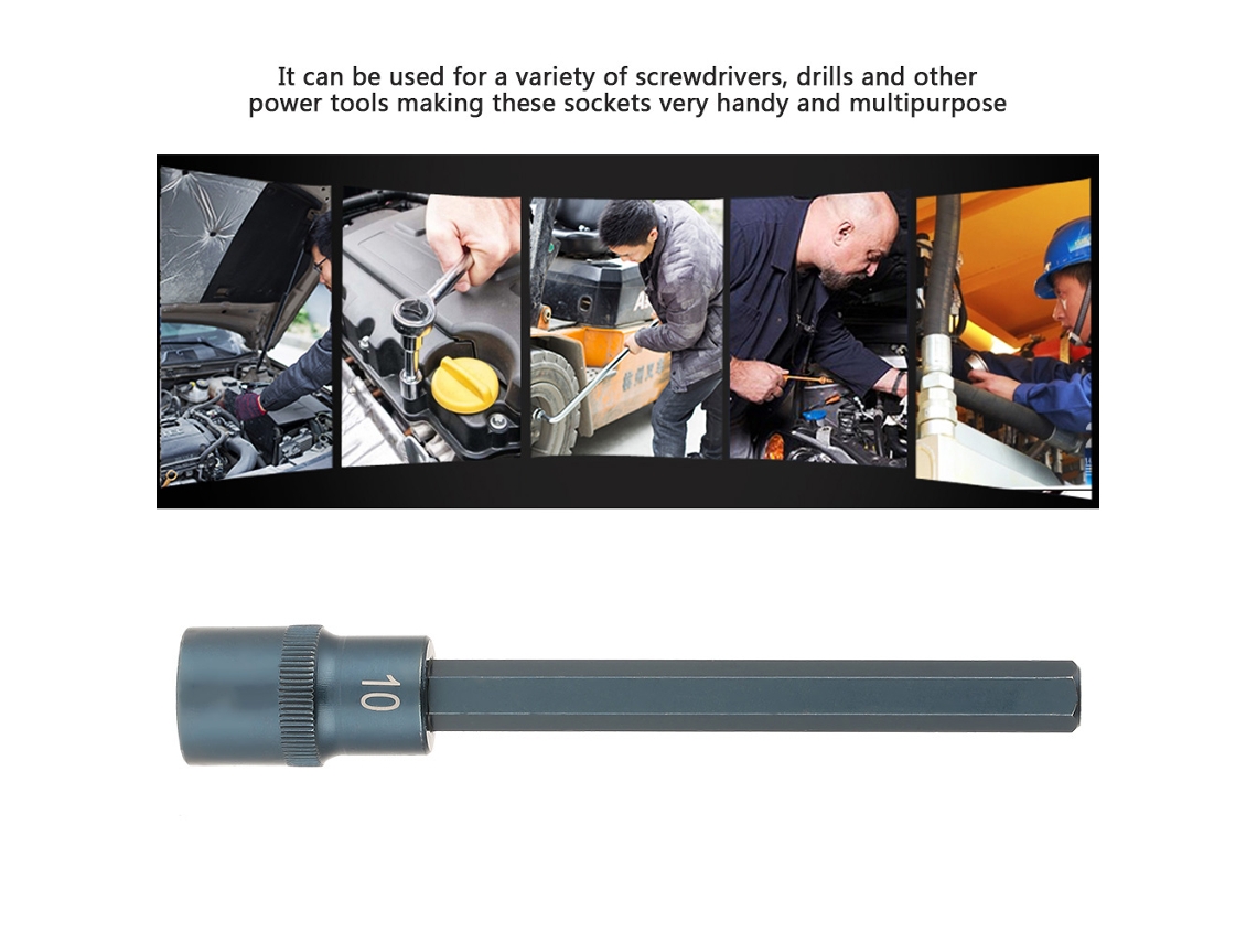 Adaptador De Husillo Hexagonal Para Parafusadeira Elétrica, Conectores De Transmissão 1/2" 150mm H10