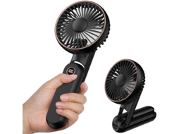 Mini Ventilador Portátil Recarregável Via Usb Com Base De Bateria De 2500mah E 5 Modos (preto)