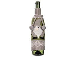 Protetor para garrafa de vinho de Natal com rena de tricô cinza LAXISCREED
