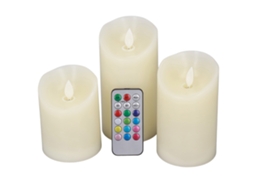 Rebe-3 Velas Led Sem Chama Com Controle Remoto De 18 Teclas, Luzes Coloridas, Simulação, Decoração De Mesa