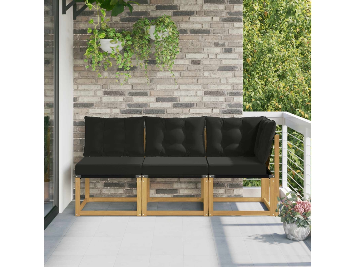 Vidaxl 3 Unid. Sofá Médio E De Canto Para Exterior Branco