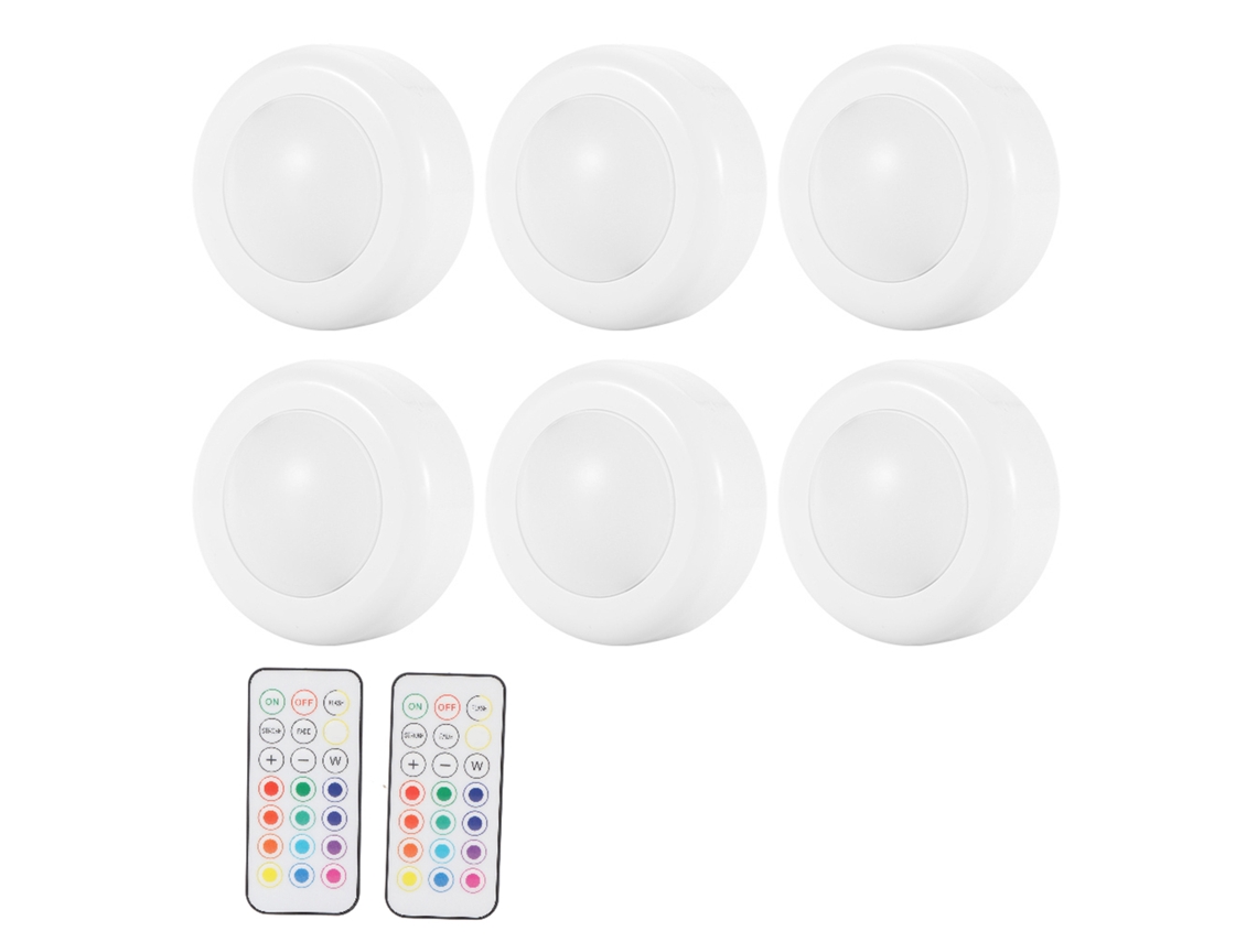 Rebe-6pcs Luz Led Para Armários Com Sensor De Movimento E Controle Remoto, Lâmpada Noturna Para Casa E Corredores Internos