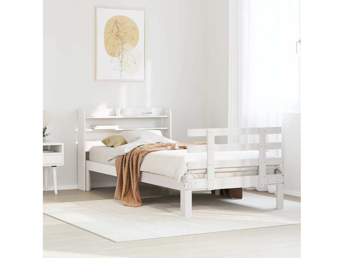 Vidaxl Estrutura Cama C/ Cabeceira 75x190 Cm Pinho Maciço