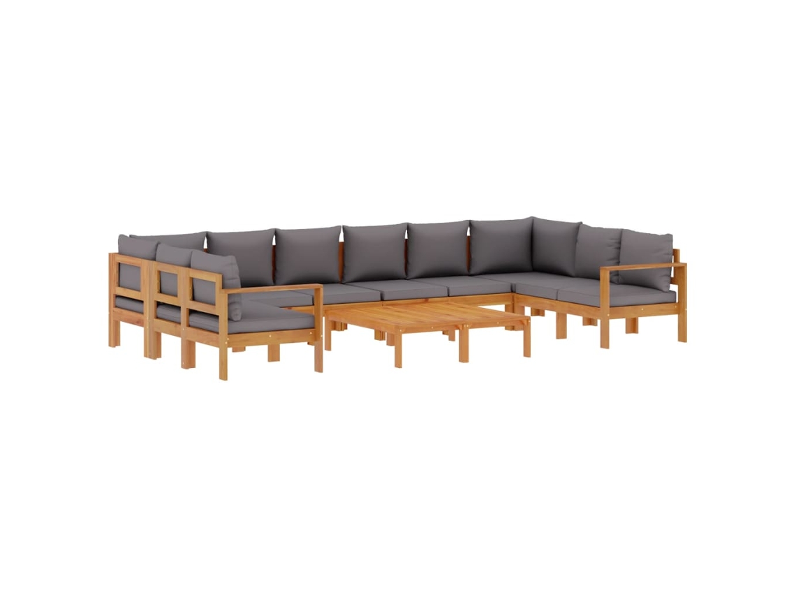 Conjunto de 8 Sofás de Jardim com Almofadões Acácia Maciça MAISON EXCLUSIVE (8 pcs)