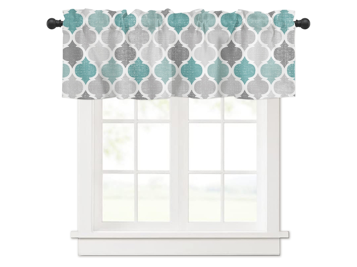 Cortina Valance Curta com Impressão Blocking para Janela 137x45cm Poliéster | S/MARCA