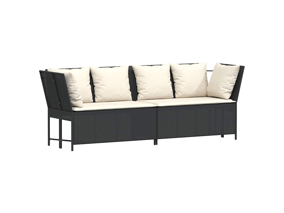 Maison Exclusive - Sofá De Jardim Com Almofadões Vime Pe Preto