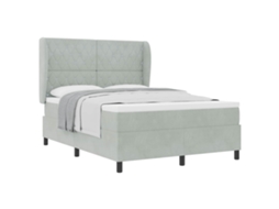 Conjunto 1 Cama Box Vidaxl Cinzento-claro Veludo (190 X 140 Cm)