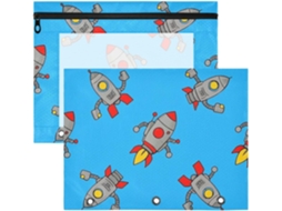 Conjunto de 2 Estojos Plásticos Portáteis para Fichários 3 Argolas, Ideais Professores e Salas Aula, com Desen