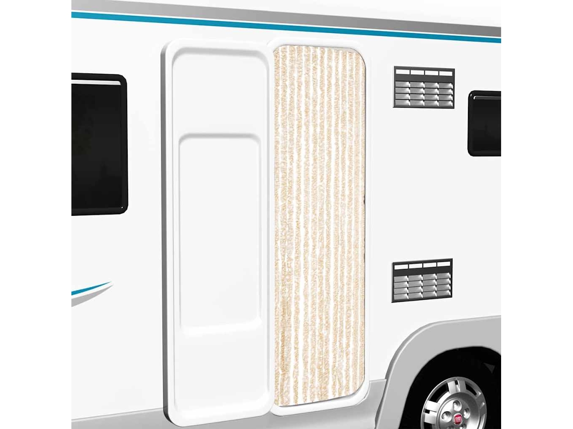 Vidaxl Cortina Anti-insetos 56x200 Cm Chenille Bege E Branco