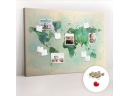 Painel De Cortiça Para Parede Mapa-múndi Em Aquarela Para A Sala De Estar Espelharte (140x100 Cm)