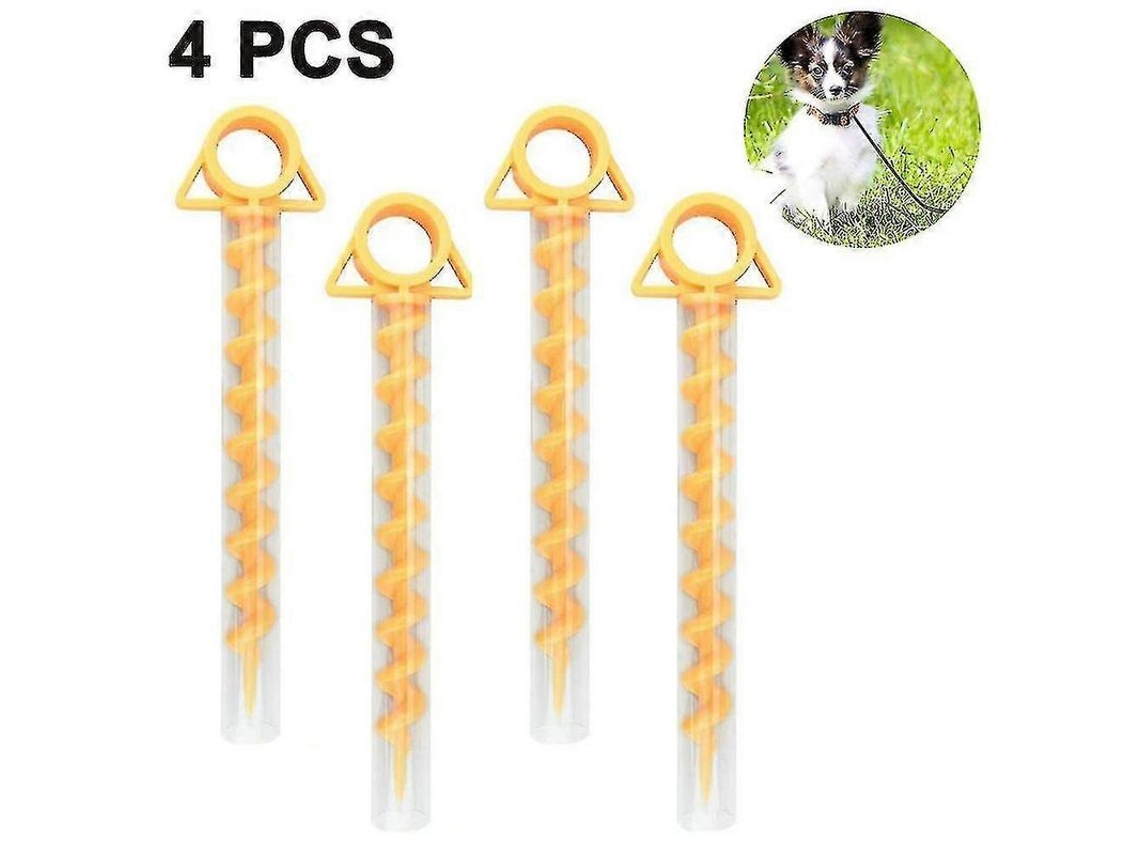 2026 Âncora Espiral de Plástico para Camping, Animais, Tendas e Toldos, 4 Peças de 29 cm, Amarelo e Verde