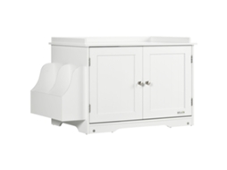 Armário Para Gatos Com Caixa Sanitária, Divisória Ajustável E Portas Magnéticas, Branco 86x48x52cm Para Criação Elegante De Felinos.