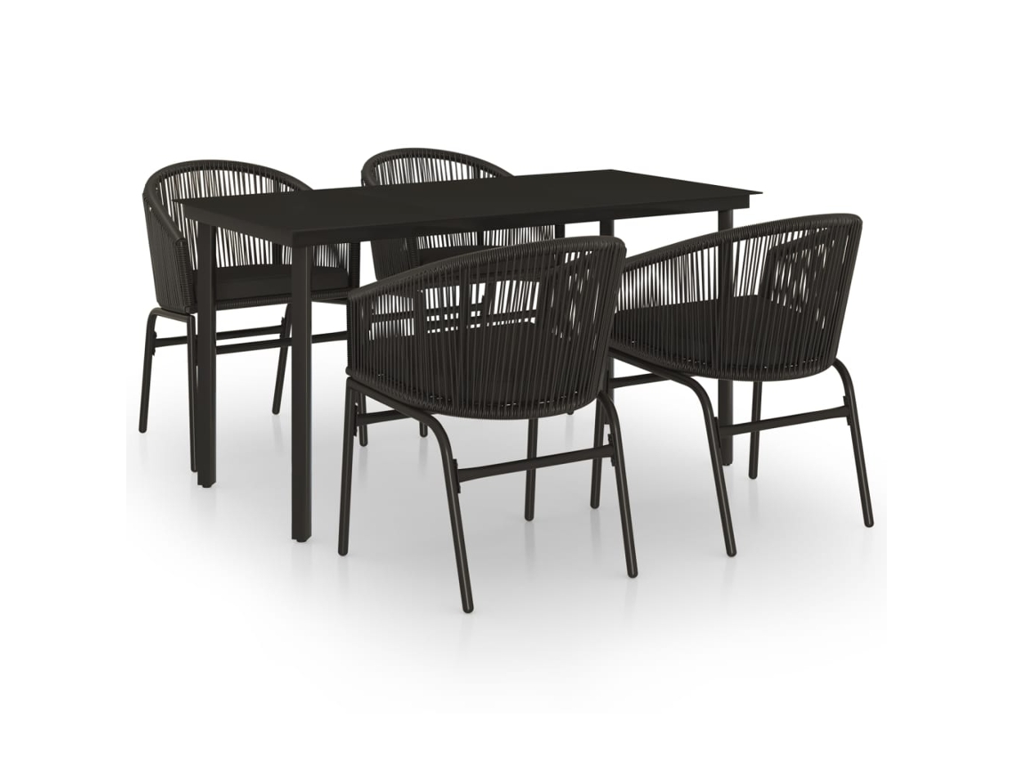Maison Exclusive - 5 Pcs Conjunto De Jantar Para Jardim Preto