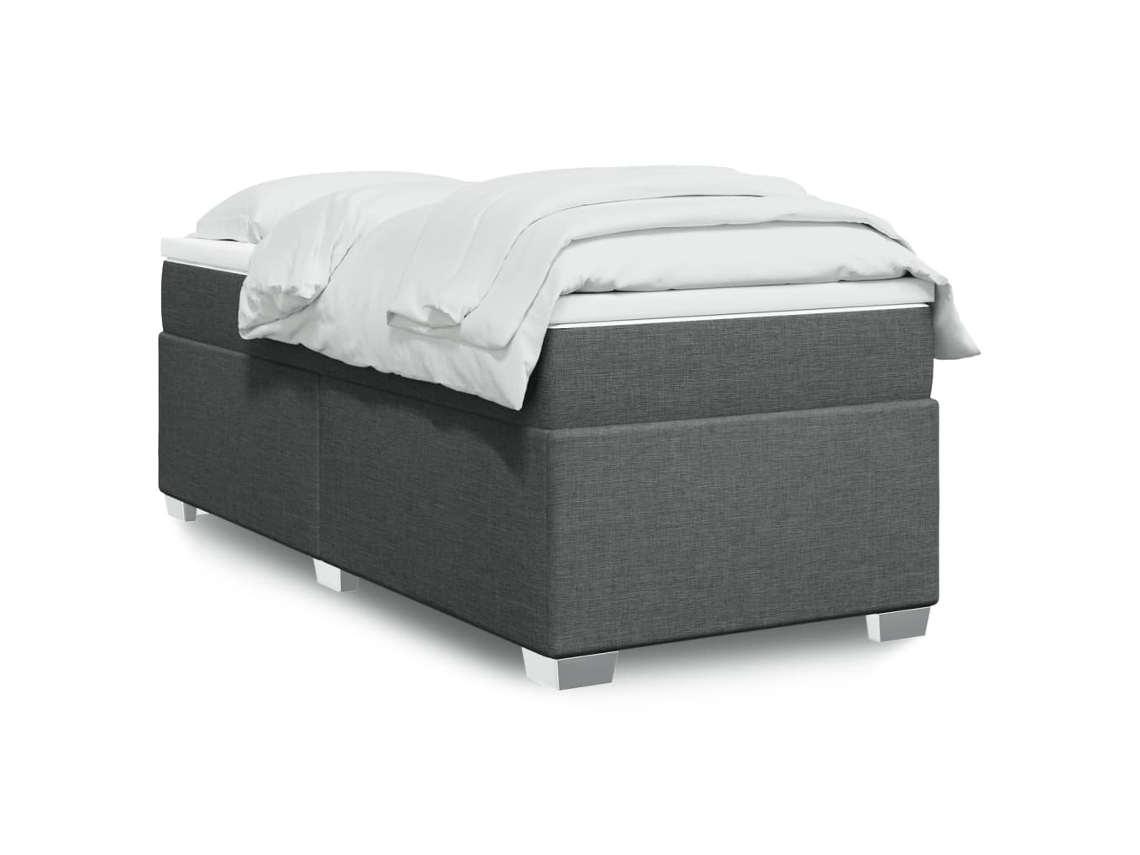 Vidaxl Cama Com Molas/colchão 90x190 Cm Tecido Cinza-escuro