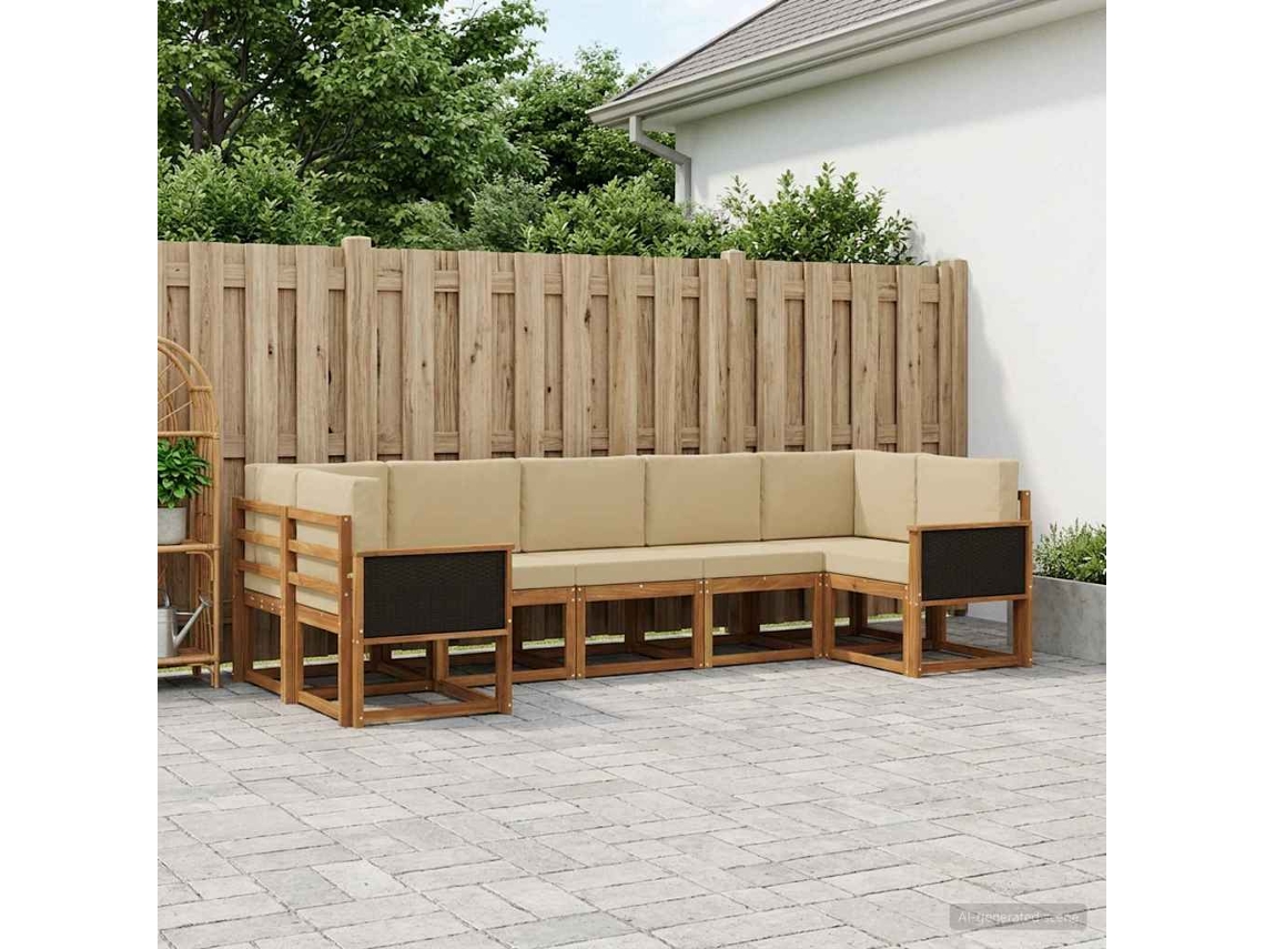 Vidaxl Conjunto De Sofás Para Exterior 7 Unid. Natural E Bege