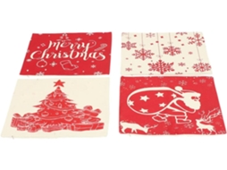 Conjunto de 4 Capas Almofada Quadradas Linho, 45x45cm, com Estampa Árvore Natal, Zíper Invisível, CHABERLU