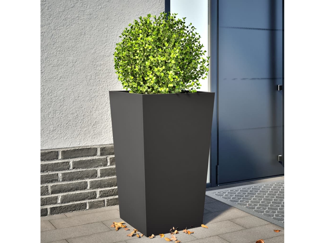 Vidaxl Vaso/floreira De Jardim 45x45x75 Cm Aço Preto