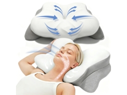 Travesseiro Cervical Ergonômico Em Espuma Viscoelástica Em Formato De Borboleta, Com Duas Alturas.